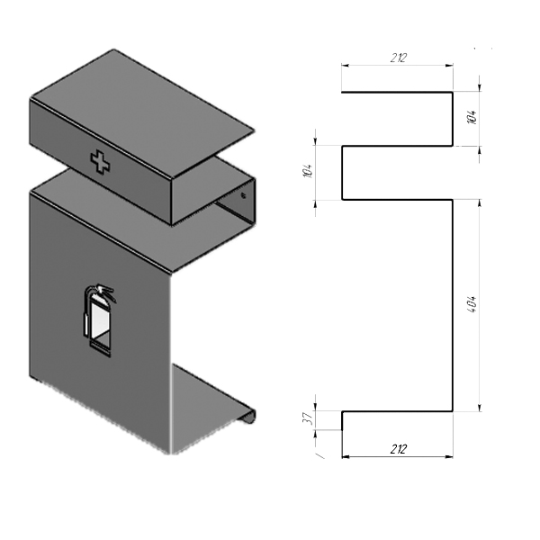 Fire extinguisher stand with first aid kit H-800mm (laser)